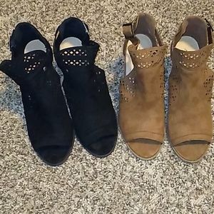 2 pair open toe booties